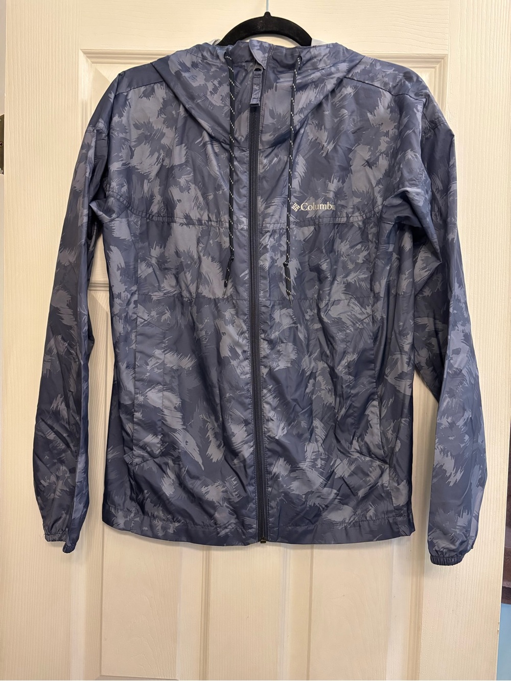 Columbia Small Blue Hooded Windbreaker Packable Jacket
